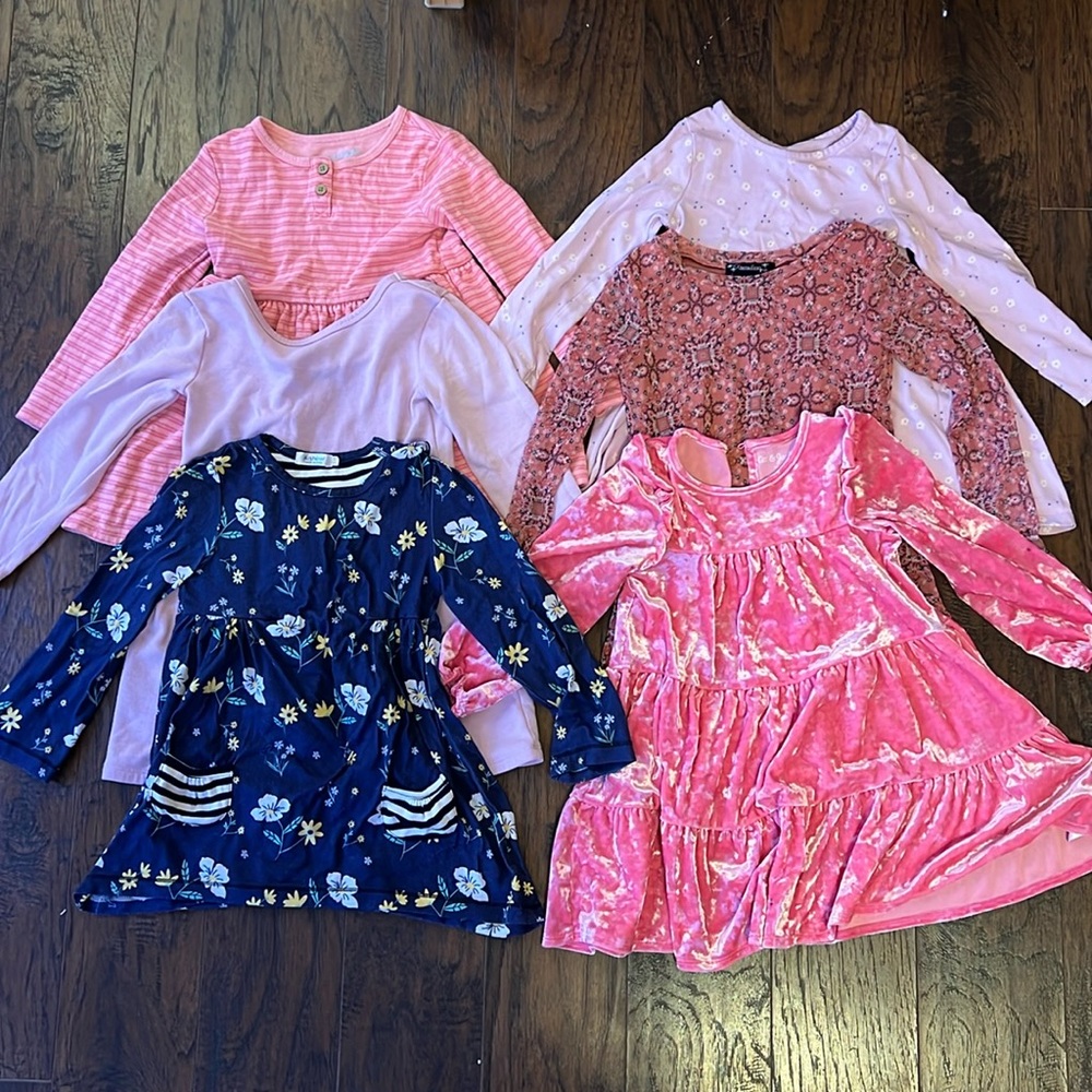 Long sleeve dresses (bundle of 6), size 4T